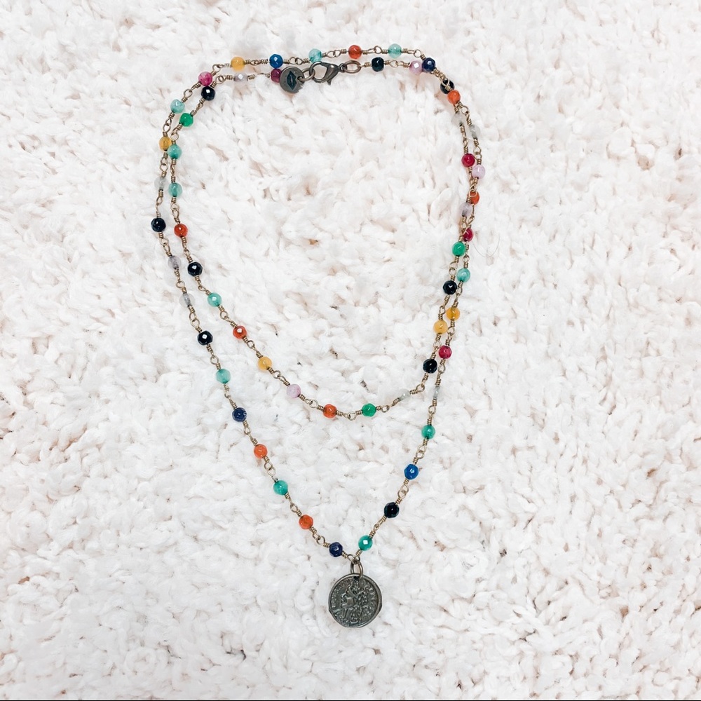 Raw & Rebellious beaded wrap necklace w/ pendant